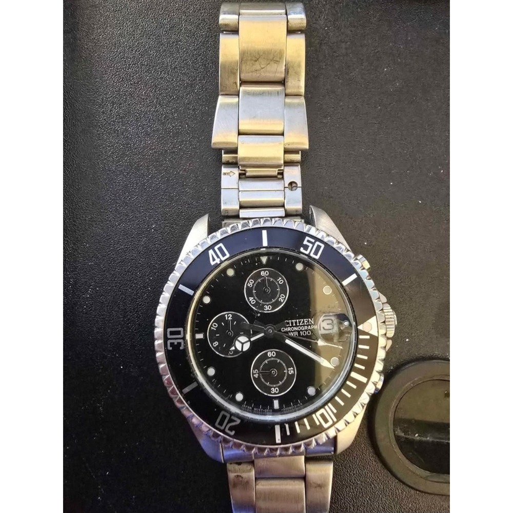 Citizen Sport Chrono AN3300-52E Watch In Black and Steel